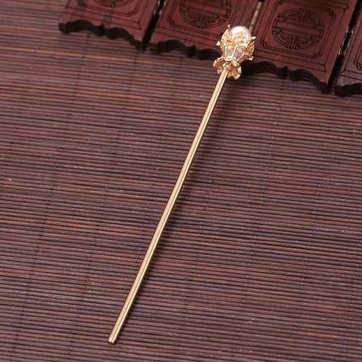 汉服古风头冠两层立体莲花冠女饰品明制配饰珍珠发簪子束发冠发饰 商品图4