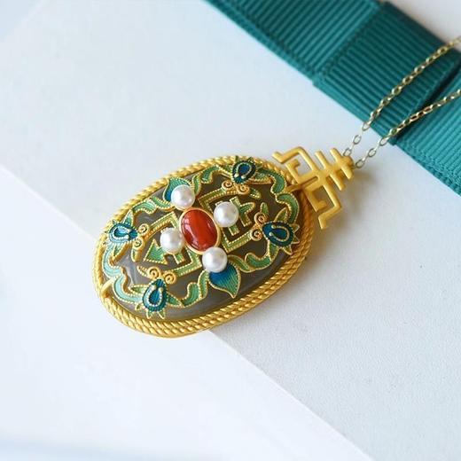 天然烟紫银镶嵌点缀珍珠南红玛瑙复古国风项链 商品图8