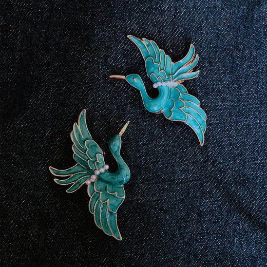 古典中国风珐琅仙鹤胸针胸花气质复古情侣别针大衣旗袍配饰女礼物 商品图6