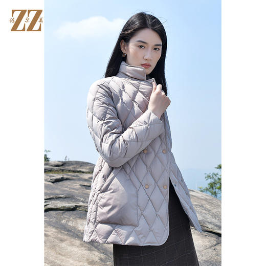 佐尔美2021冬季新款 轻薄菱格短款羽绒服女E14YY08 商品图3