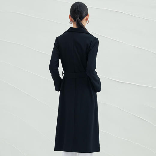 EITIE爱特爱女装秋款商场同款简洁系带收腰显瘦通勤纯色风衣5604304 商品图3