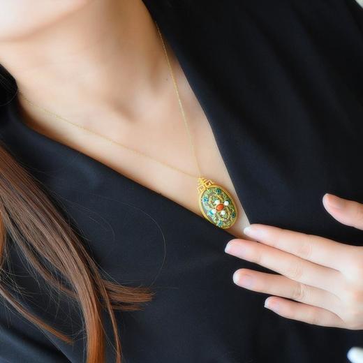 天然烟紫银镶嵌点缀珍珠南红玛瑙复古国风项链 商品图1