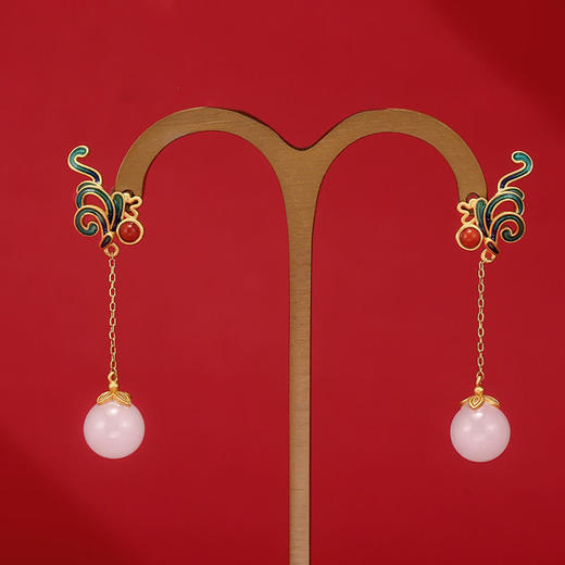 银流苏长款耳环凤纹原创设计耳坠女复古珐琅耳饰 商品图1