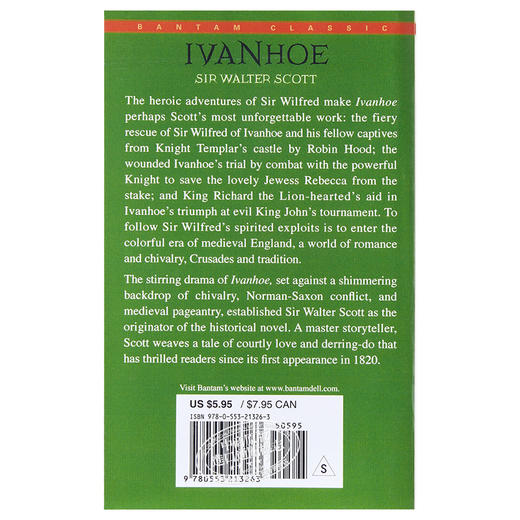 【中商原版】艾凡赫 英文原版 Bantam Classics: Ivanhoe  Sir Walter Scott  Bantam USA 商品图1