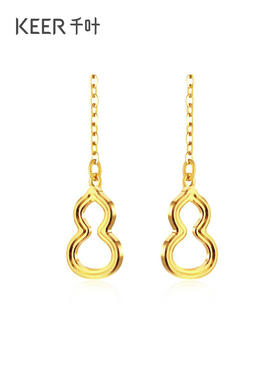 千叶珠宝5G黄金耳线足金葫芦耳饰福禄气质长款流苏耳环耳坠女39900026085