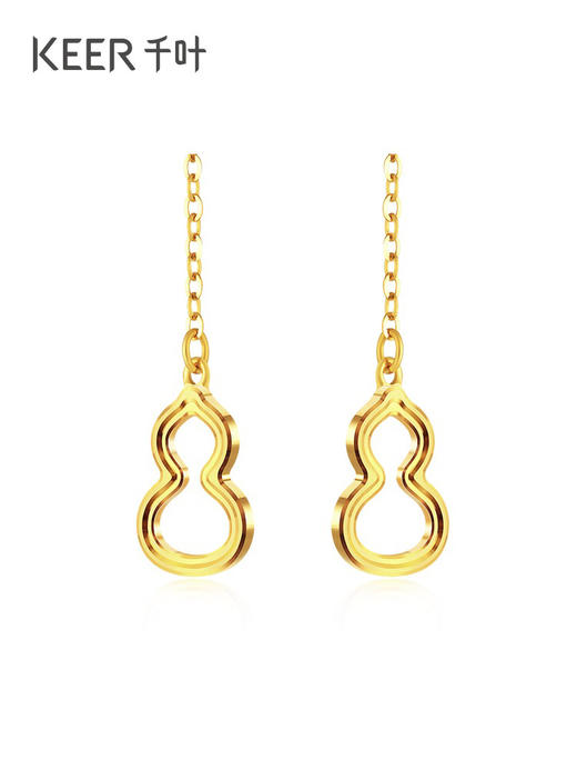 千叶珠宝5G黄金耳线足金葫芦耳饰福禄气质长款流苏耳环耳坠女39900026085 商品图0