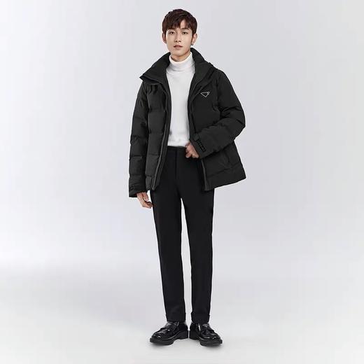 太平鸟男装 冬季外套男黑色连帽羽绒服男BYACB4305 商品图2