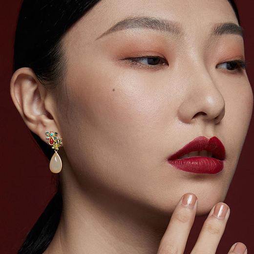 东方s925纯古典珐琅彩石景泰蓝蝴蝶水滴耳坠中式宫廷风耳环2021年 商品图5