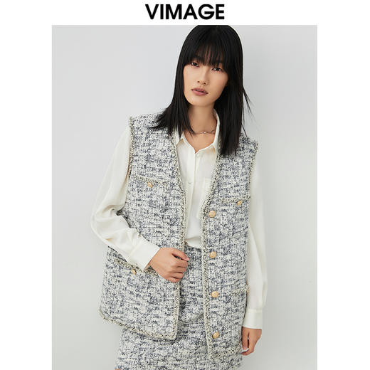 VIMAGE/纬漫纪春季新款时尚百搭马甲外套V1703314 商品图5