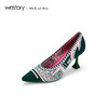westory2020秋季新品时尚编织拼色尖头浅口高跟单鞋女W29CE70431 商品缩略图0