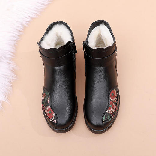 HKD-妈妈棉鞋女冬加绒加厚保暖防滑软底老人奶奶短靴 商品图2