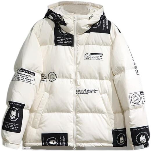太平鸟男2021冬时尚大印花白色羽绒服B2ACB4391 商品图0