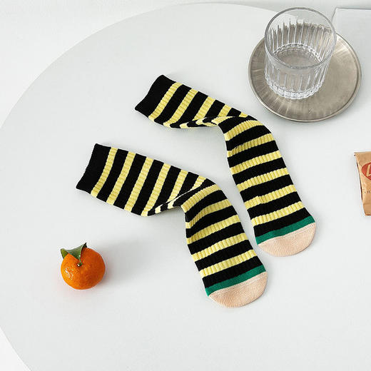 【3双装 潮童穿搭单品】儿童袜子秋冬新款条纹小腿袜 韩版男女童时尚堆堆袜潮袜中筒袜 商品图10