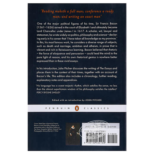 【中商原版】培根随笔 英文原版 经典文学书籍 The Essays (Classics) Francis Bacon 商品图1