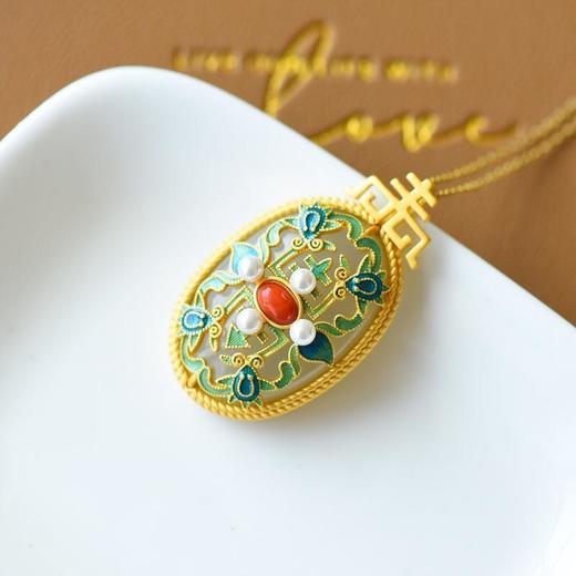 天然烟紫银镶嵌点缀珍珠南红玛瑙复古国风项链 商品图2