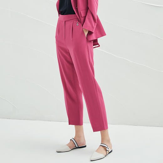 EITIE爱特爱春夏新款女装修身高腰直筒裤子小脚裤休闲6505210 商品图4