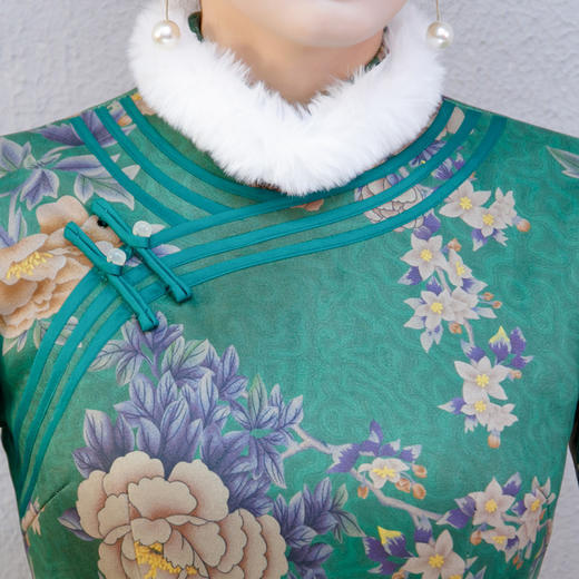 MQ-QP387新款秋冬旗袍领上衣加绒民族风唐装中老年打底衫 商品图2