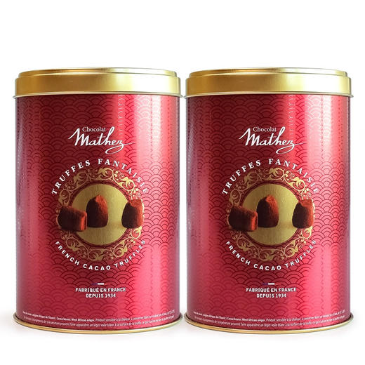 节日礼物法国原装进口mathez松露巧克力零食原味礼盒装500g2罐