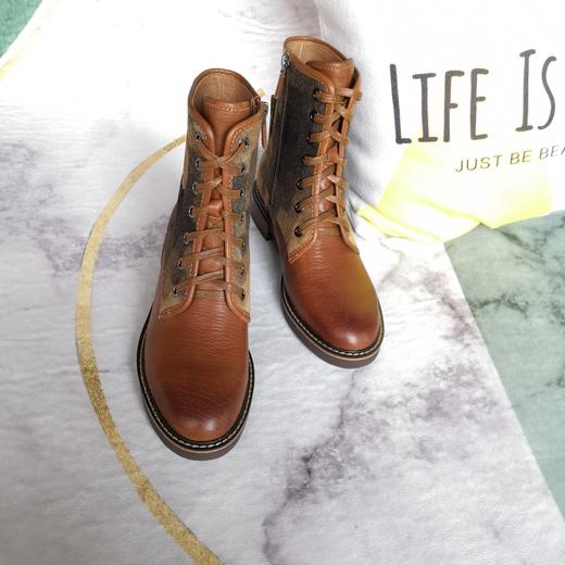 IUIU SECOND 秋冬胎牛拼接绑带马丁靴短靴 商品图2