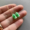 糯冰种阳绿圆柱翡翠耳线18k黄金镶嵌 商品缩略图6