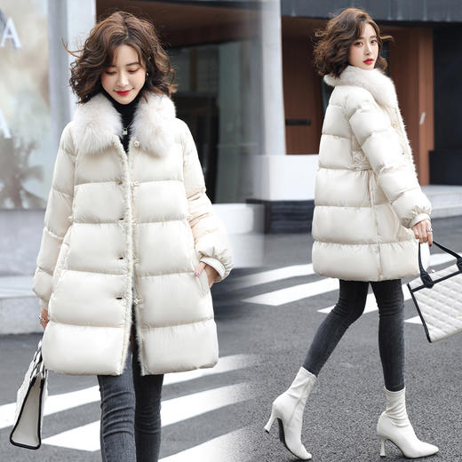 优雅时尚，风复古盘口中长款可拆卸仿毛领HR-RR7675 商品图1