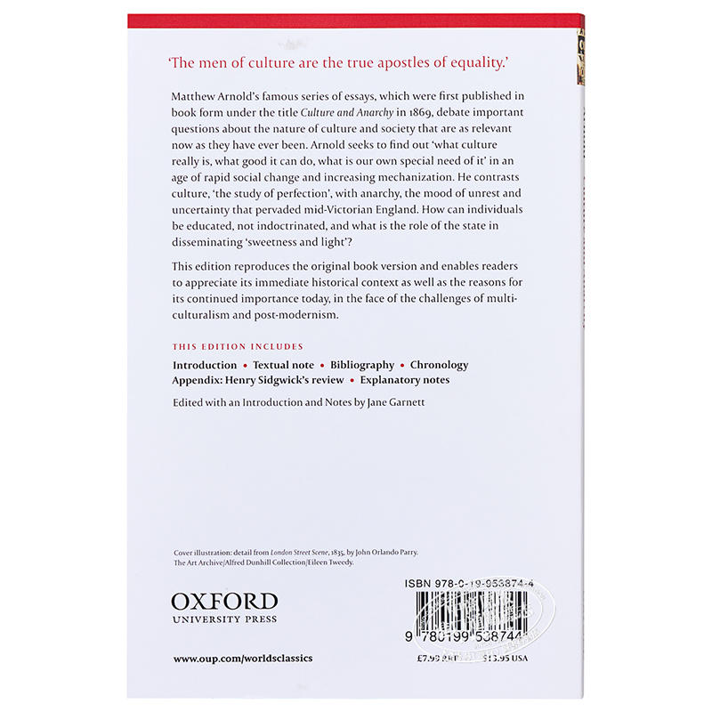 中商原版 文化与无政府状态 牛津世界经典系列 英文原版culture And Anarchy Oxford Worlds Classics