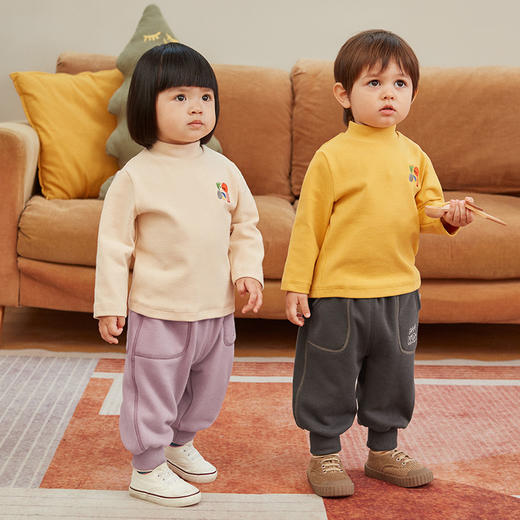 【简约时尚 一条暖过冬】儿童休闲裤2021秋装新品女童宝宝休闲加绒加厚保暖长裤束脚运动裤 商品图1