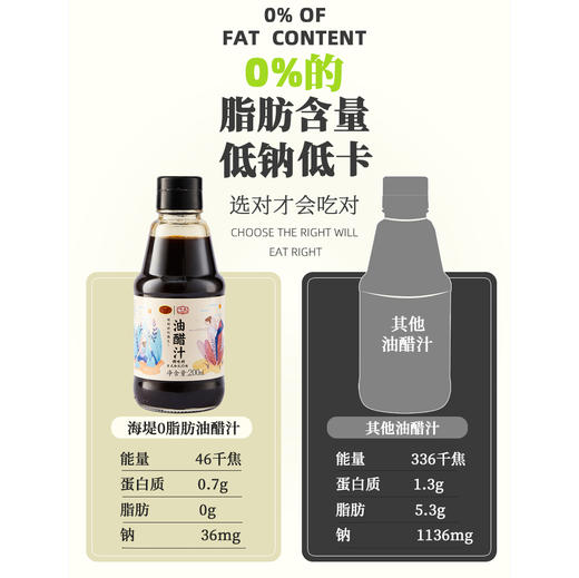 海堤中华老字号0脂肪油醋汁健身低脂日式和风蔬菜苹果醋汁黑醋酱 商品图2