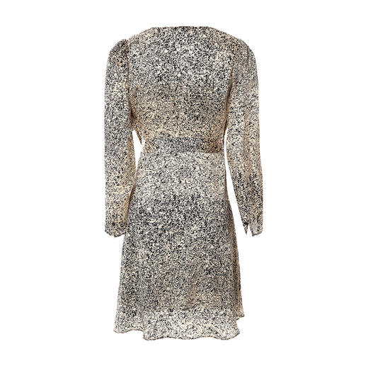 VIMAGE/纬漫纪春季新款100%桑蚕丝修身显瘦设计出众V领印花连衣裙V1707306 商品图6