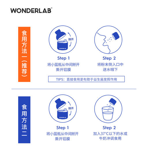 WonderLab小蓝瓶益生菌 成年大人儿童女性肠胃益生元冻干粉 商品图4