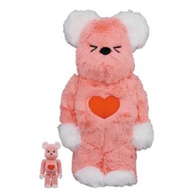 Bearbrick 甜心宝贝 粉色毛绒爱心熊  400%+100%