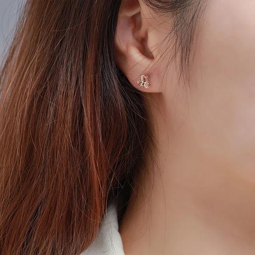 千叶珠宝 真我丨18K金耳饰镂空桃心玫瑰金耳钉 商品图2