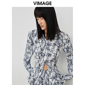 VIMAGE/纬漫纪春季新款抽象印花设计小众衬衣上衣V1709313