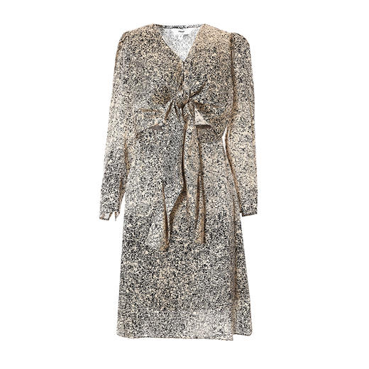 VIMAGE/纬漫纪春季新款100%桑蚕丝修身显瘦设计出众V领印花连衣裙V1707306 商品图5