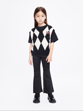 22年春季新品 美丽奴羊毛菱格绣花章仔毛织背心