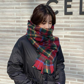 超保暖~2021新款东大门复古风格子围巾女秋冬季百搭针织披肩两用
