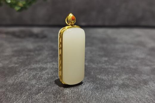 【御珠宫坊】金镶羊脂白玉无事牌 商品图6