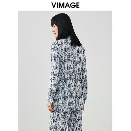 VIMAGE/纬漫纪春季新款抽象印花设计小众衬衣上衣V1709313 商品图4