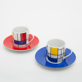 德国原产Könitz陶瓷杯马克杯咖啡杯 方格2件套套85ml