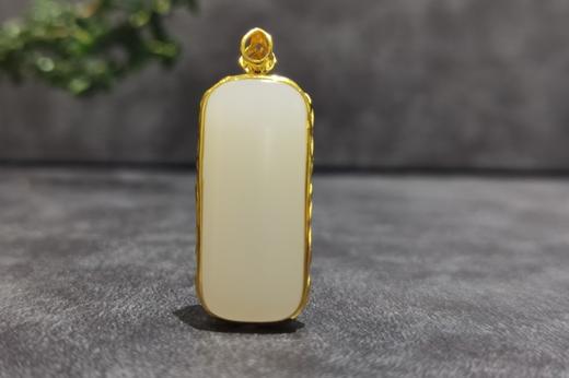 【御珠宫坊】金镶羊脂白玉无事牌 商品图1