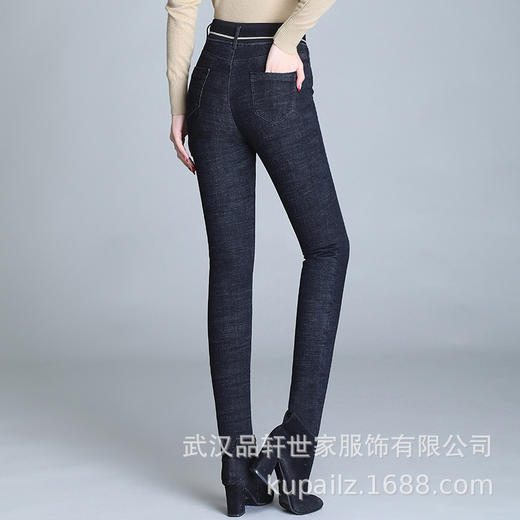 PX-BND712新款时尚气质高腰加绒加厚保暖牛仔小脚棉裤 商品图3