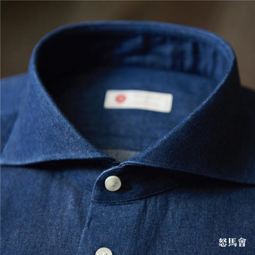 Sojitz 深蓝色丹宁牛仔意式工艺衬衫 商品图3