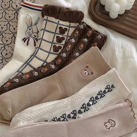 「新疆长绒棉 五双」女士中筒袜ins潮流时尚四季女袜 学院风舒适袜子配饰