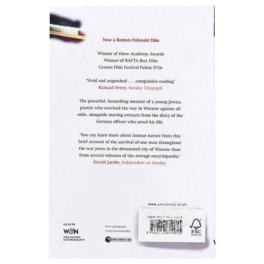 【中商原版】钢琴师 英文原版 The Pianist: The Extraordinary Story of One Man's Survival in Warsaw, 1939-45 军事历史 商品图1