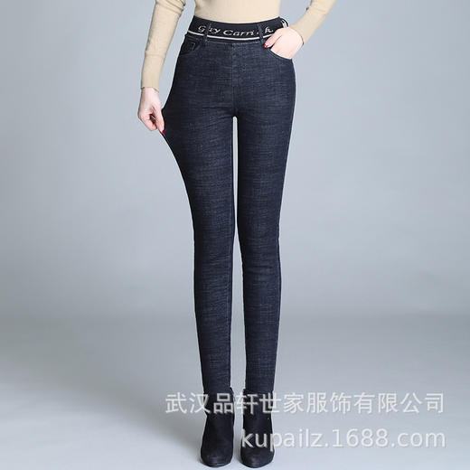 PX-BND712新款时尚气质高腰加绒加厚保暖牛仔小脚棉裤 商品图2