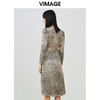 VIMAGE/纬漫纪春季新款100%桑蚕丝修身显瘦设计出众V领印花连衣裙V1707306 商品缩略图4