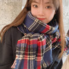 新款英伦风原宿格子围巾女秋冬季学生加厚百搭围脖潮披肩两用 商品缩略图3
