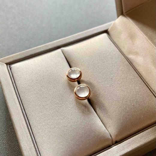 高冰种翡翠蛋面耳钉18k玫瑰金镶嵌 商品图3