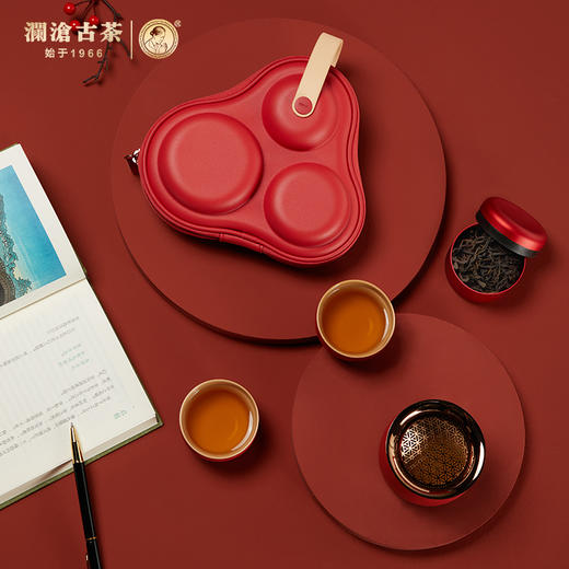 【茶器茶具】澜沧古茶陶瓷茶具便携装套组-皓月（珊瑚红） 商品图1