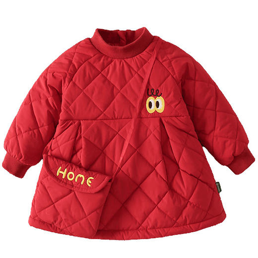 【新年连衣裙搭配时尚小包包】女宝宝连衣裙冬季新款童装新年冬装加厚夹棉女童连衣裙子保暖 商品图6